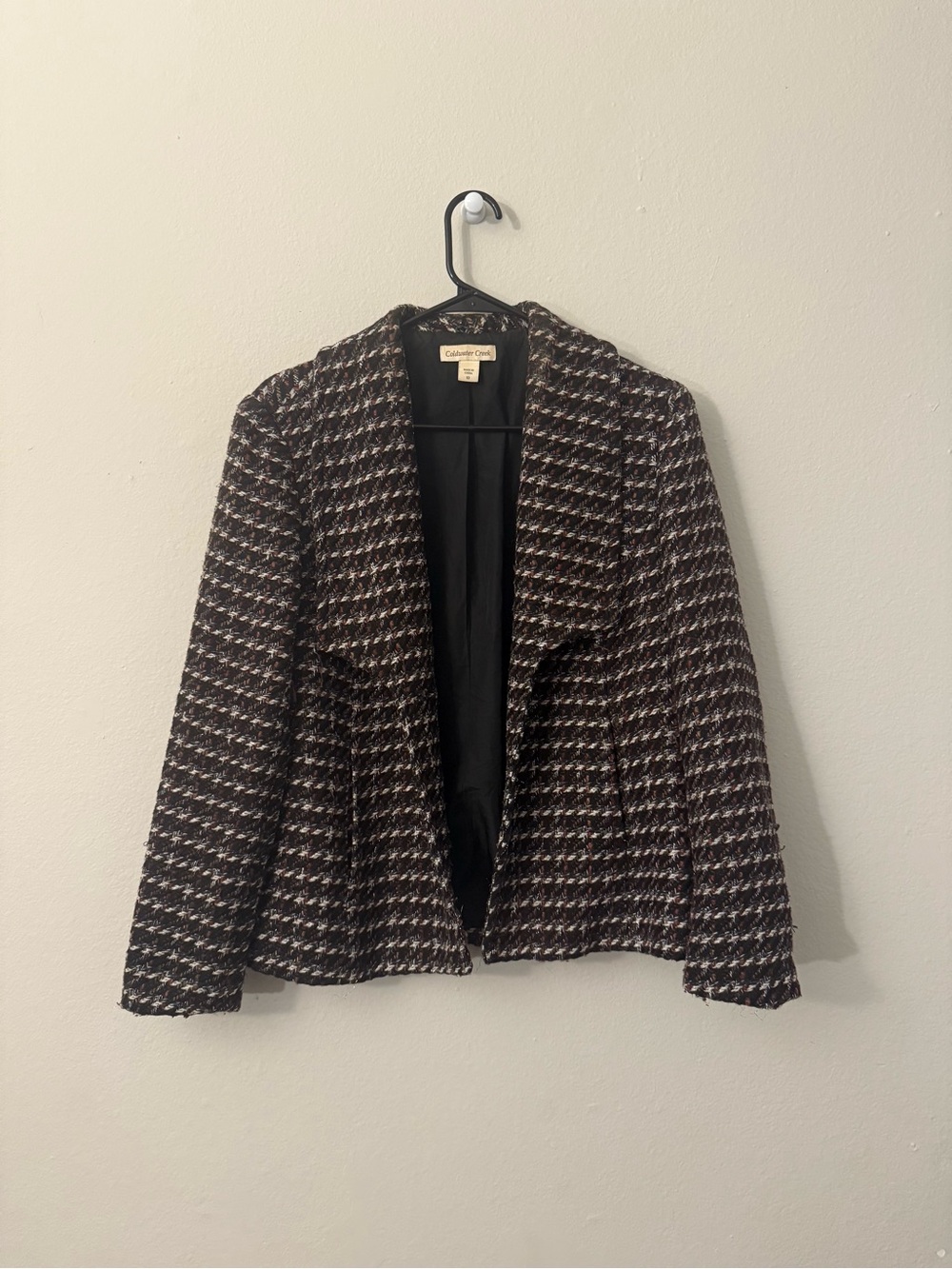 Coldwater Creek Black & White Tweed Open-Front Blazer